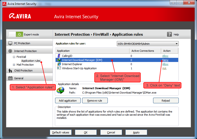 Avira Internet Security settings 2